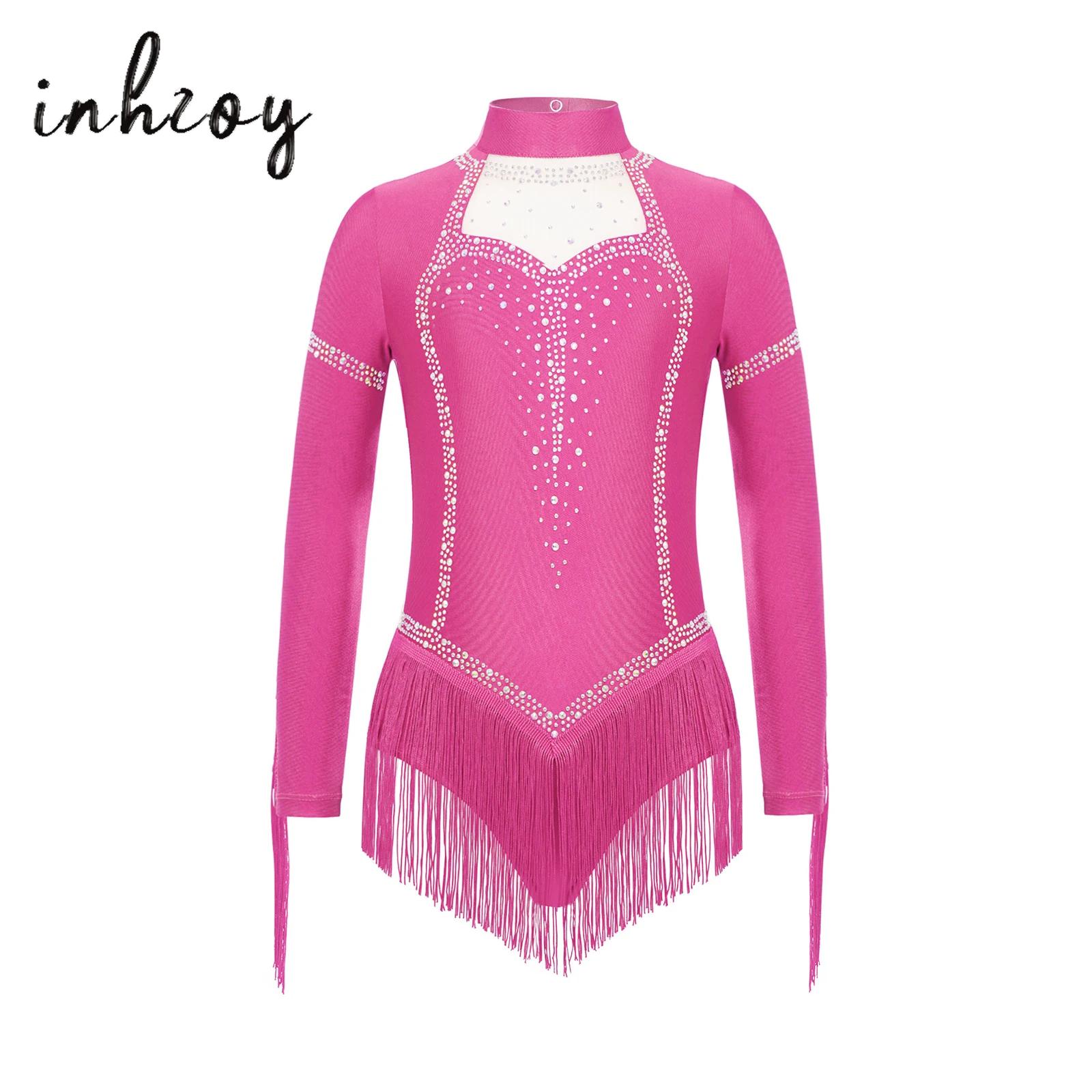 Rhinestone Banding Trim - Kids Girls Fringe Latin Dance Bodysuit