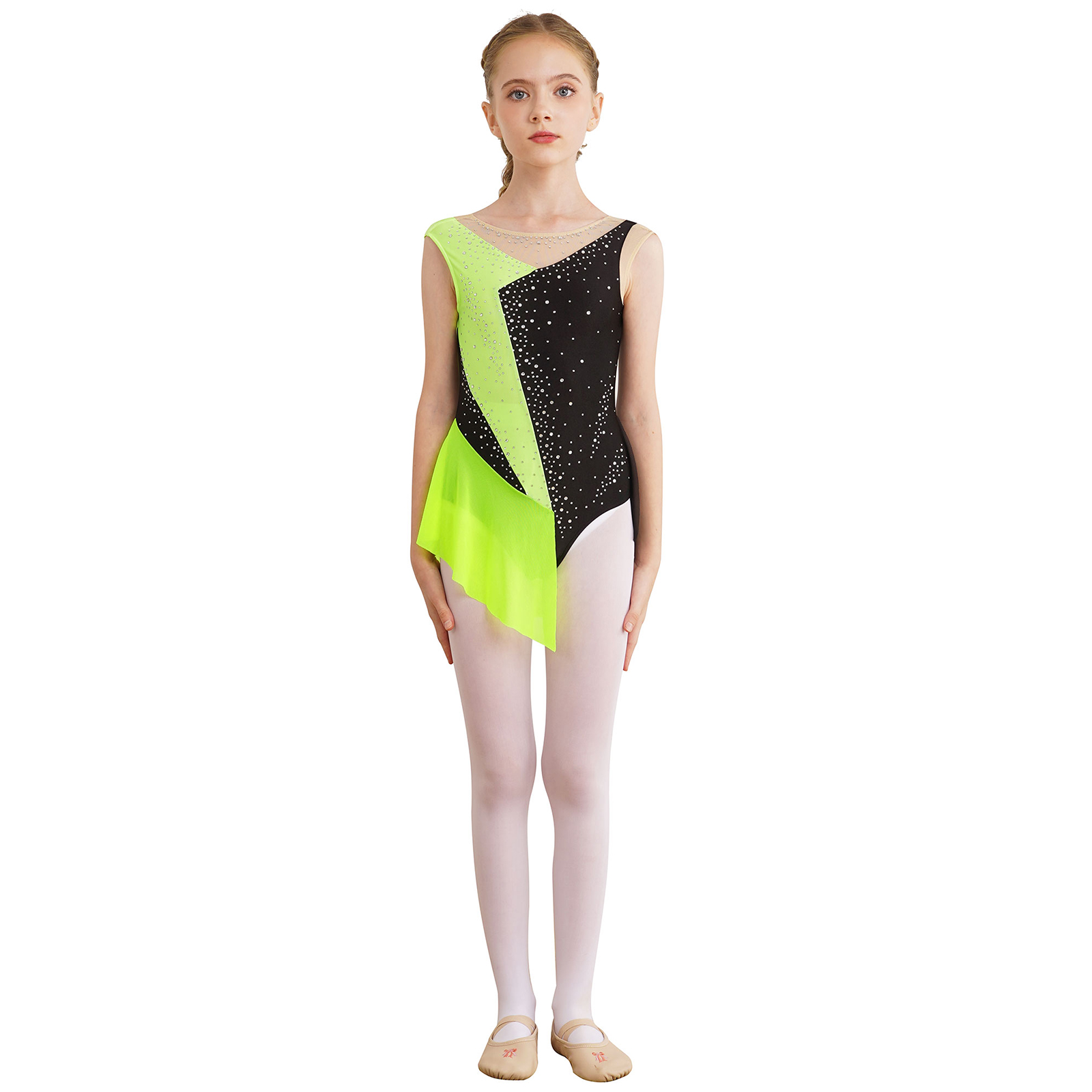 Kids Girls Gymnastics Tops Fig - Rhinestone Banding Trim recension och pris