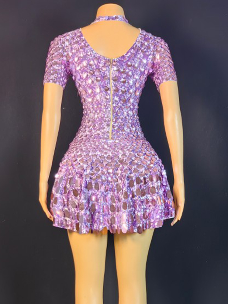 Lovely Sequins Mini Dress Sexy - Rhinestone Banding Trim recension och pris