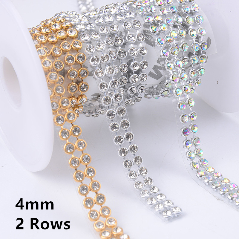4mm 2/5/10 Rows Crystal Clear  - Hotfix Rhinestone Sheet recension och pris
