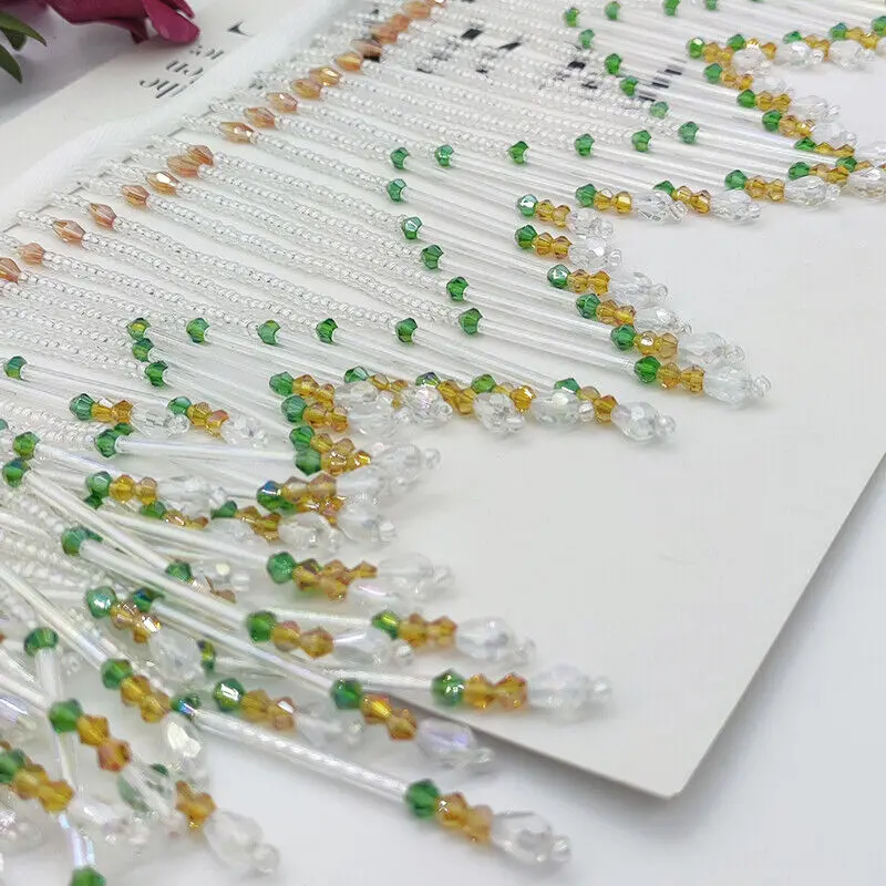 Glass Tube Fringe Tassel 16cm  - Beaded Trim Fringe recension och pris