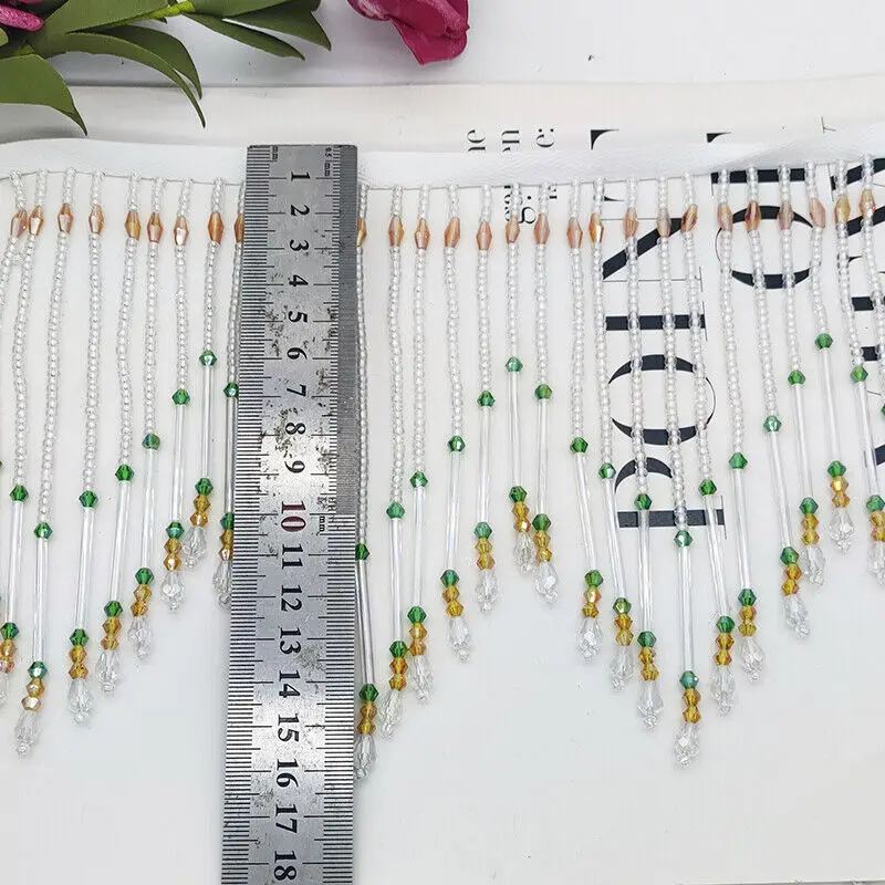 Glass Tube Fringe Tassel 16cm  - Beaded Trim Fringe recension och pris