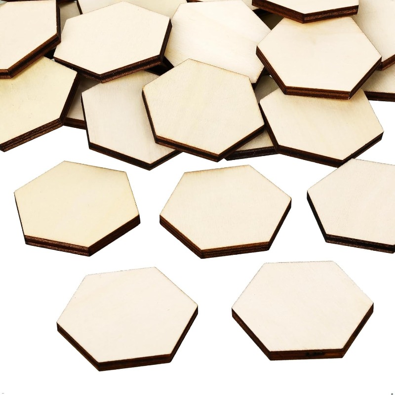 50PCS 4CM Unfinished Wood Hexa - Craft Embellishments recension och pris