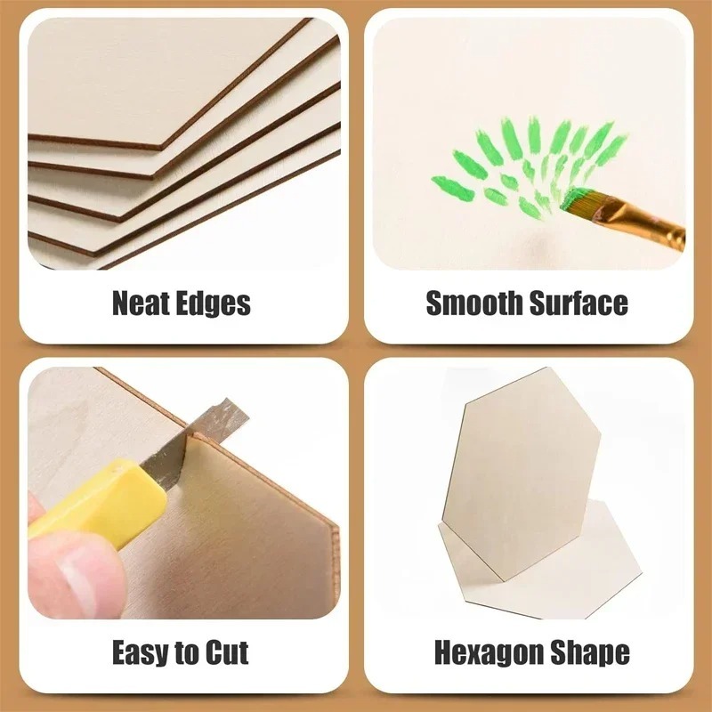 10-120mm Wooden Hexagon Blank  - Craft Embellishments recension och pris