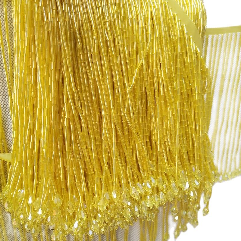 6 inches Wide Bugle Beads Crys - Beaded Trim Fringe recension och pris