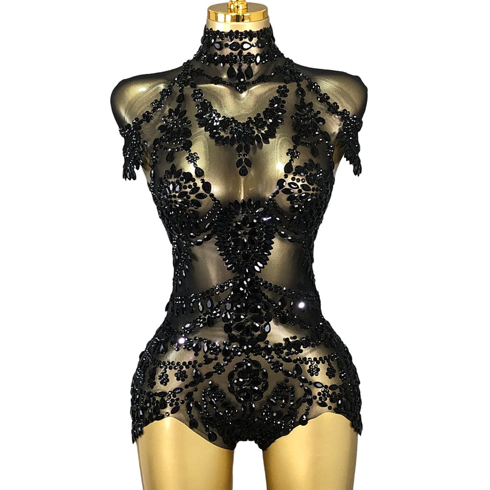 Sparkly Rhinestones Bodysuit W - Rhinestone Banding Trim recension och pris