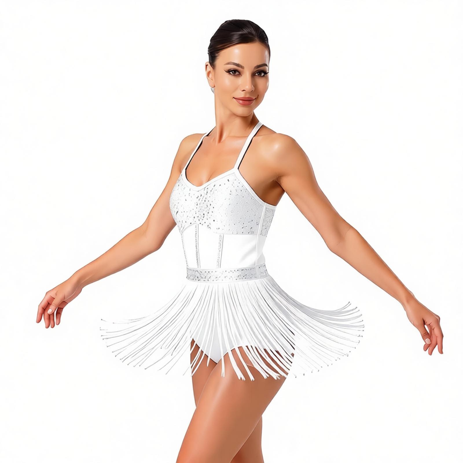 Women Tassel Latin Dance Leota - Rhinestone Banding Trim recension och pris